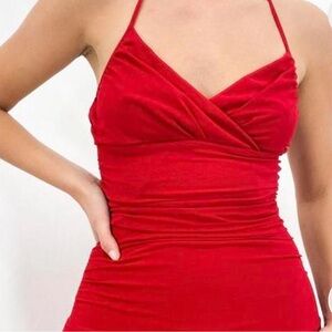 Vintage 90s red halter dress
